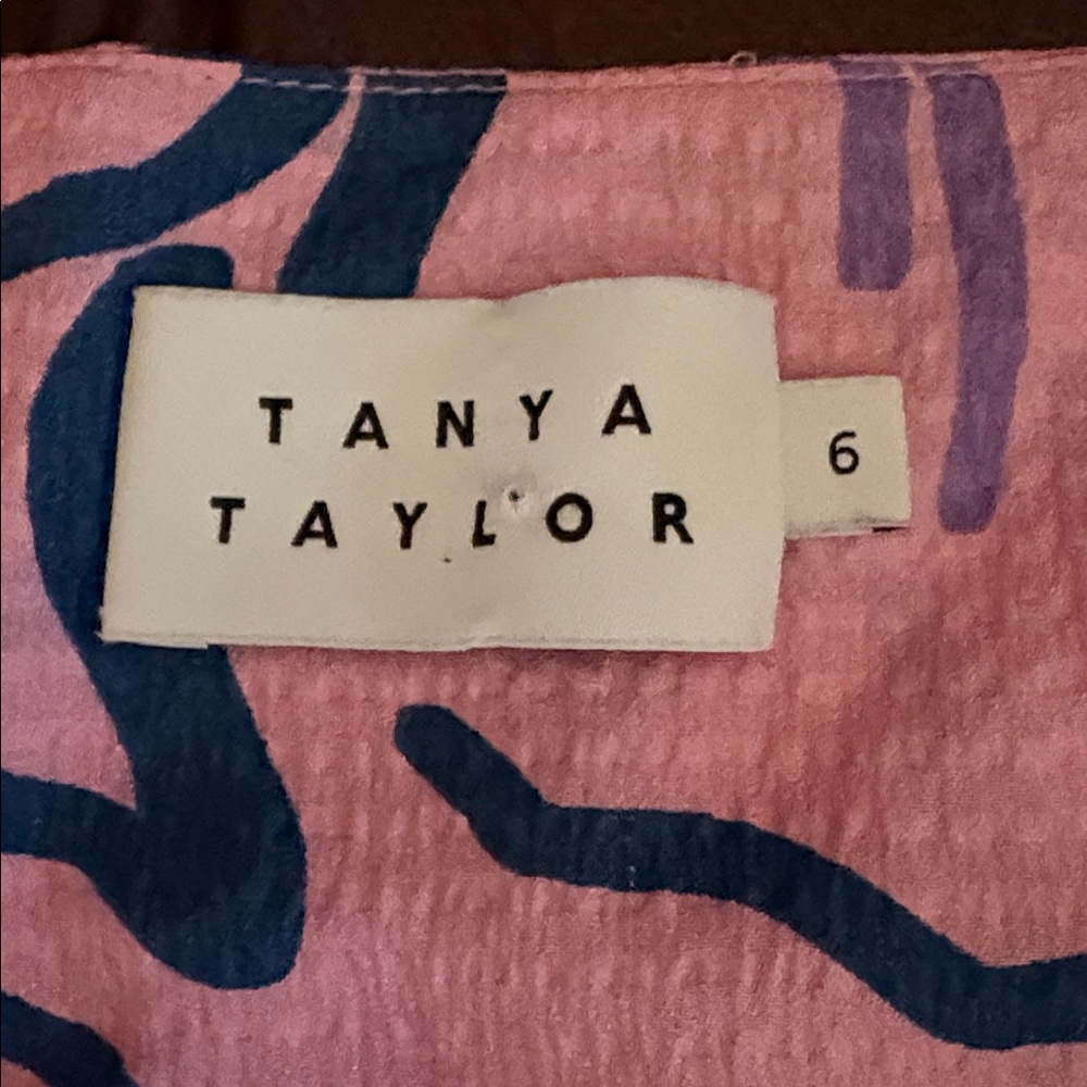 Tanya Taylor Camilla Squiggle Floral Silk Top Size 6 - Picture 5 of 6